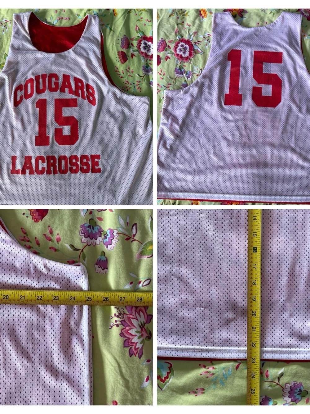Houston Cougars x Alleson red white reversible lacrosse jersey L / XL 23x25 EUC